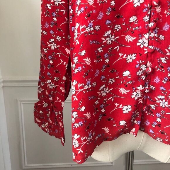 Sanctuary Farrah Floral Button Blouse Red NWOT S - Picture 3 of 10